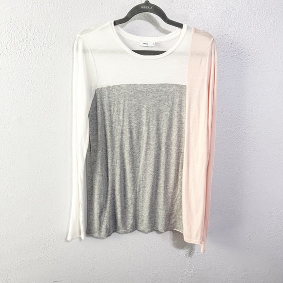 Vince Tri-Color Long Sleeve Blouse medium - Picture 1 of 6